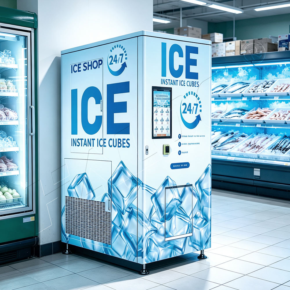 Ice vending machine | Integrated solution for automatic ice making, storage, bagging, and sealing