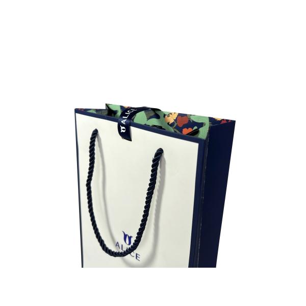 Customized Logo White Blue Jewellery Handbags Paper Gift Bag For Shopping