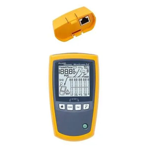 Fluke Networks MicroScanner PoE Cable Tester with PoE Level Verification 10G Ethernet Detection and Ergonomic Design