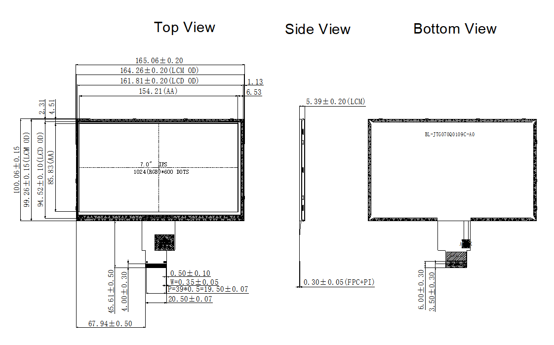 7.0 Inch IPS TFT LCD Touch Display Module For Embedded Office Automation Systems