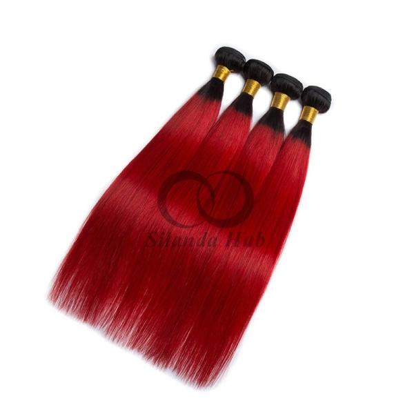 #T1B/Red Straight Remy Human Hair Bundles Sew In Weave Bundles Brazilian Bundle Deals