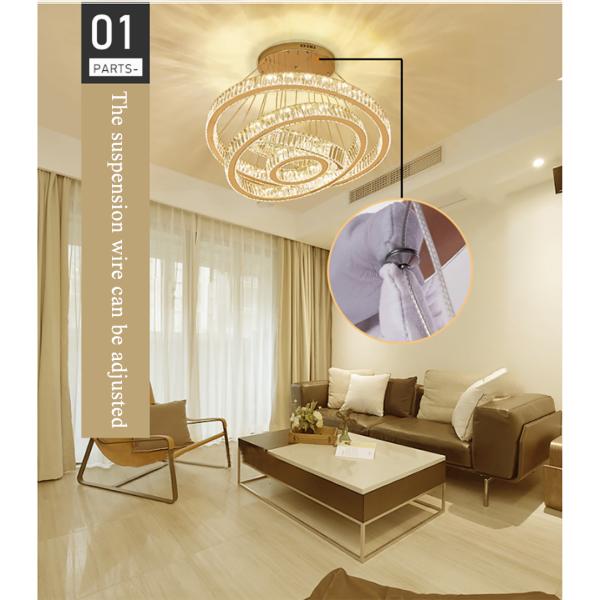 Luxury Staircase Crystal Chandelier Large Modern Rings silver chandeliers(WH-NC-49)