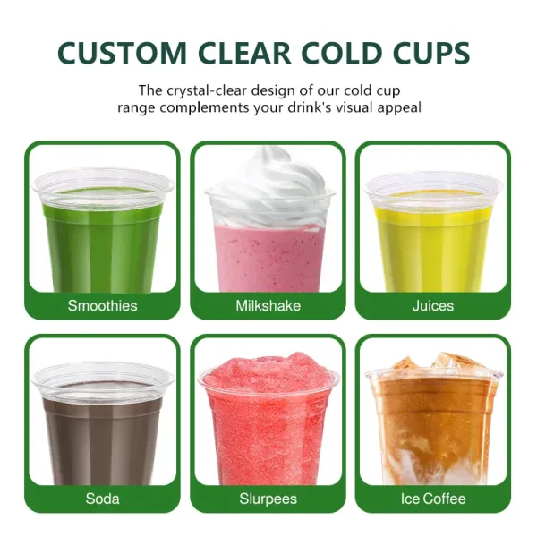 Wholesale 16oz PET Plastic Cups with Dome Lids in 95mm and 98mm Diameter