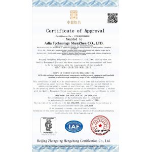ShenZhen Adia Techology CO.,LTD Certifications