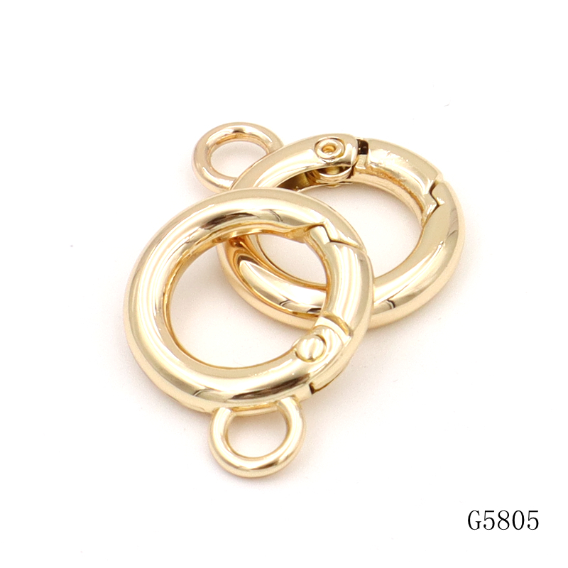 20mm Mini Light Gold Spring O Ring Clip with Small Loop, Openable Circular Spring Keychain Buckle for Key Rings & Bag Charms