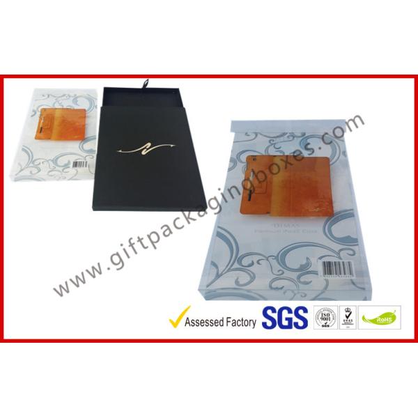Black Drawer Luxury Gift Boxes Foil  Logo In Silver With PVC Sleeve