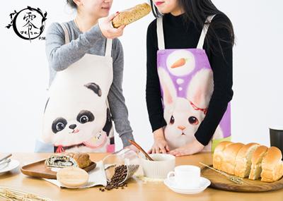 Custom Panda Rabbit Baby Kitchen Apron With Pockets Extra Long Ties Durable For Gardening