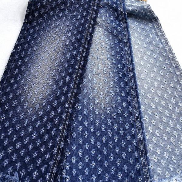 Flower Design Crochet  Jacquard Denim Fabric TWILL style Non Elastic Denim 11.3oz for lady clothes or jeans