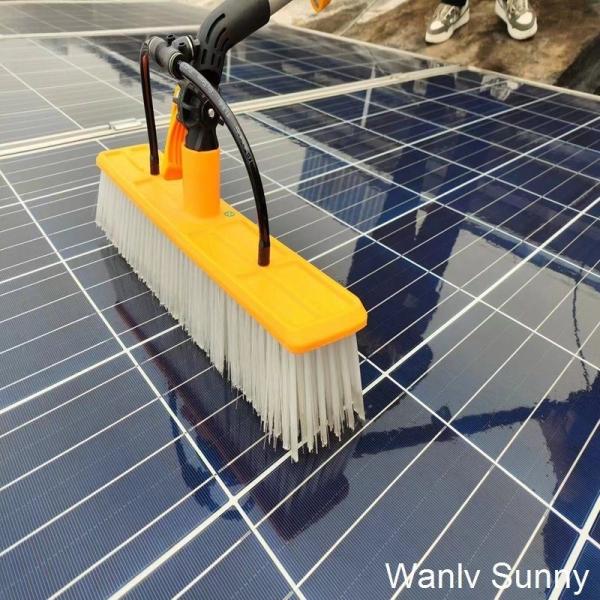 Manual Solar Panel Cleaning Brush with Extra Water Pipe and Aluminum Alloy Handle Rod