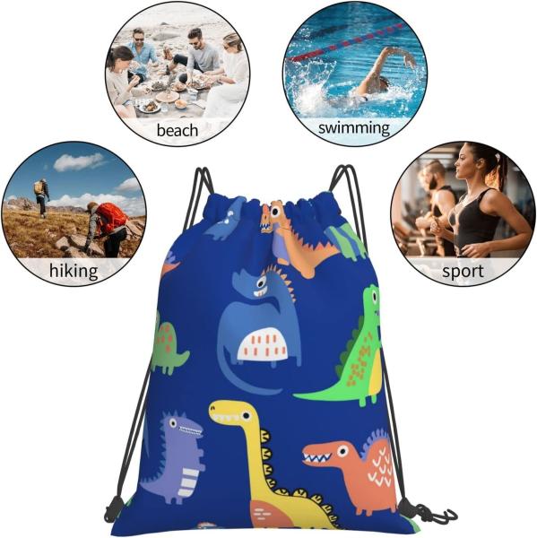 Drawstring Backpack Drawstring Bags for Kids Girls Boys Teens Gym Dance String Bags Bulk Waterproof Dinosaurs