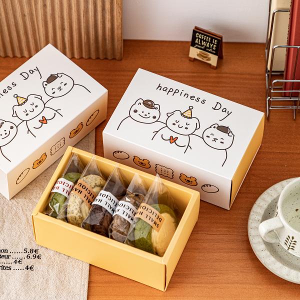 Cute Cartoon Drawer Gift Box Set Snowflake Cookies Scones Madeleine Packaging With Happiness Day Design