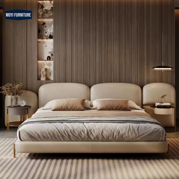 Modern Bedroom Velvet Platform Bed Set Full Size Frame Upholstered Beds King Size Furniture Design