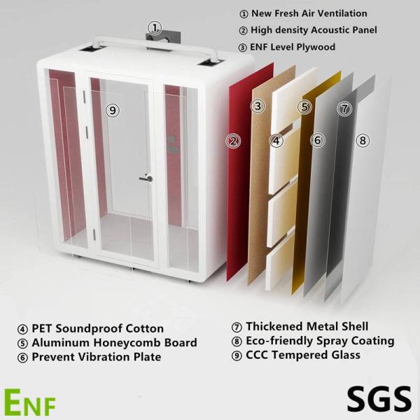 Soundproof Phone Booth with 7-layer Acoustic Structure and 5 Year Warranty for Indoor Usage