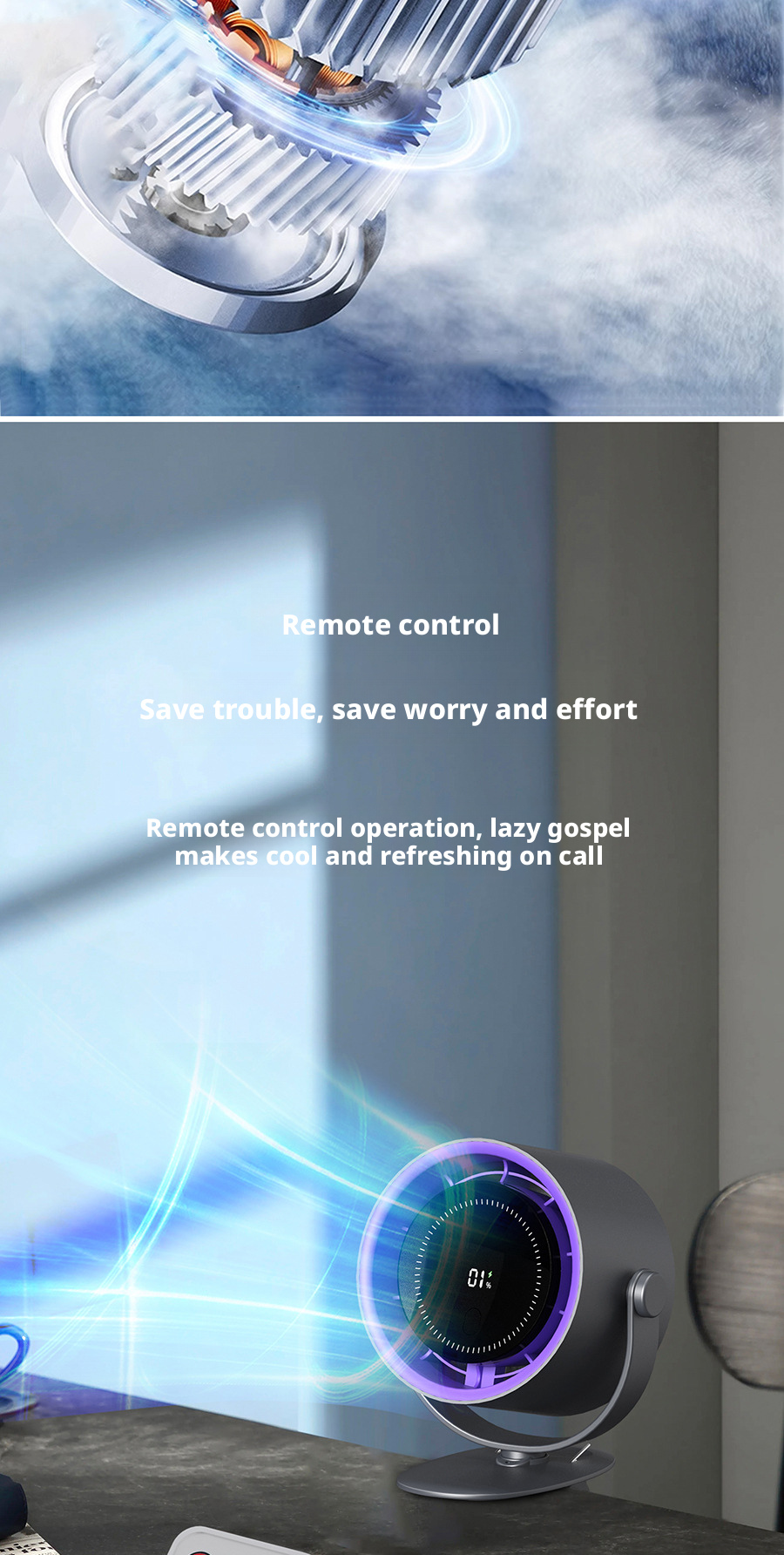Clip On Portable Desk Fan With 1800mAh Battery Multi Use Desktop Cooling Fan