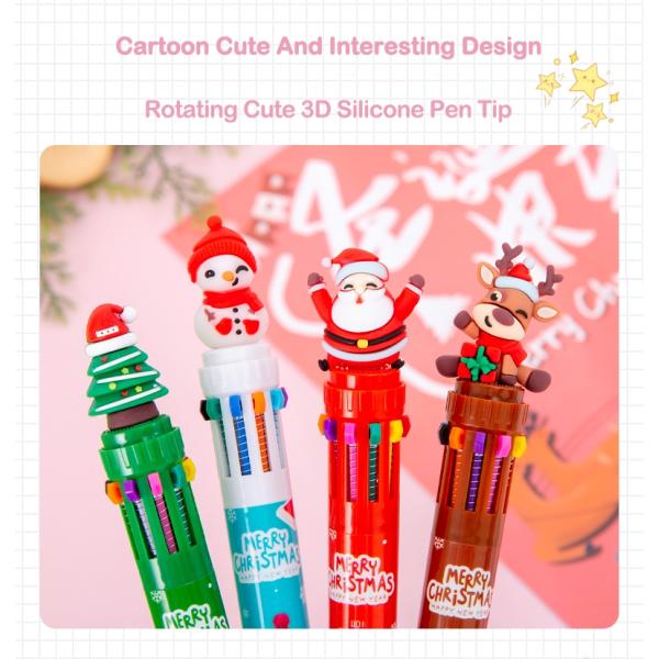 Christmas Ten Color Bullet Ballpoint Pen Cartoon Press Journal Ball Pen