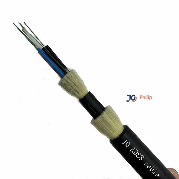 Double Jacket ADSS Fiber Optic Cable 24 96 Core G652D Single Mode HDPE All Dielectric Self Supporting Aerial