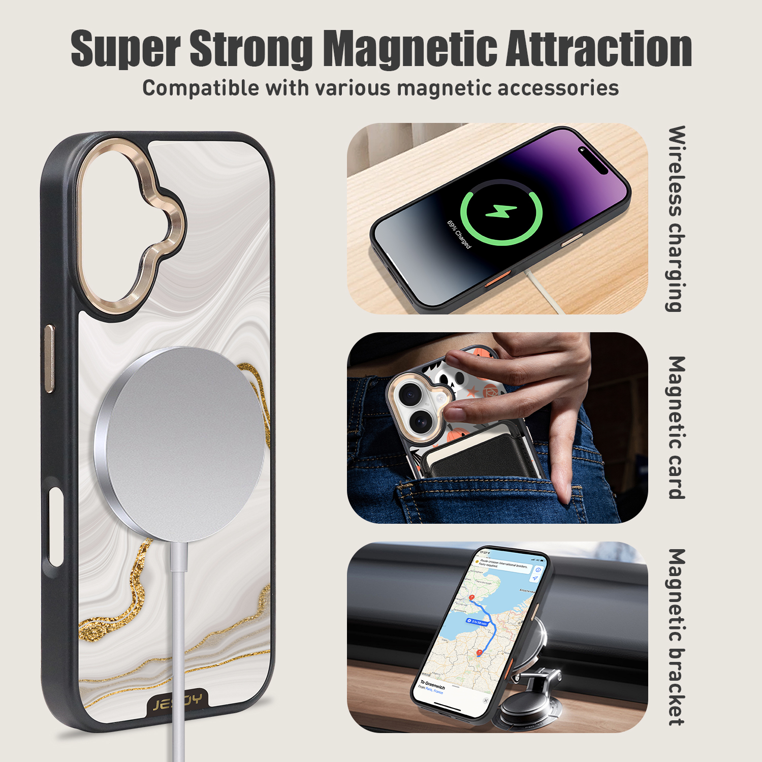 Customizable UV Printing Mobile Phone Case with 3-Meter Drop Protection and Magnetic N52 Strong Magnets