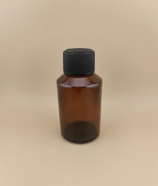 Delicate Design Clear Brown Smooth Round Glass Bottle with Special Lid for Medicament