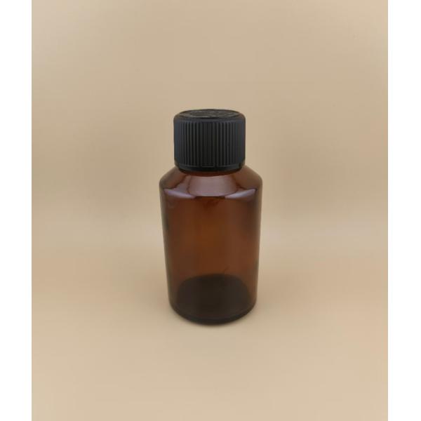 Diseño delicado Botella de vidrio de color marrón liso y redondo con tapa especial para medicamento