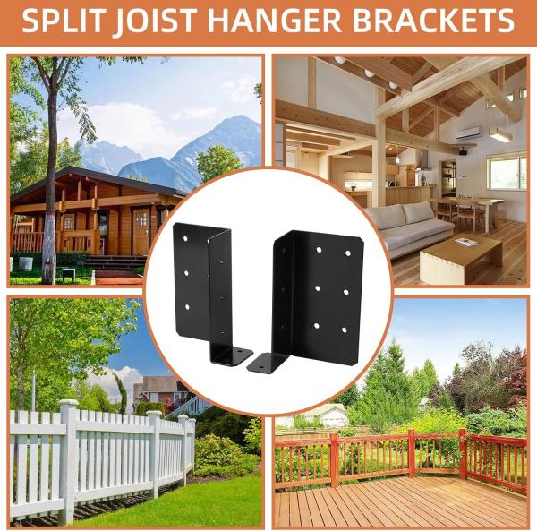 2 Pairs Split Joist Hanger Structural-Connectors Face Mount Hot Dip Galvanized Steel Joist Hangers