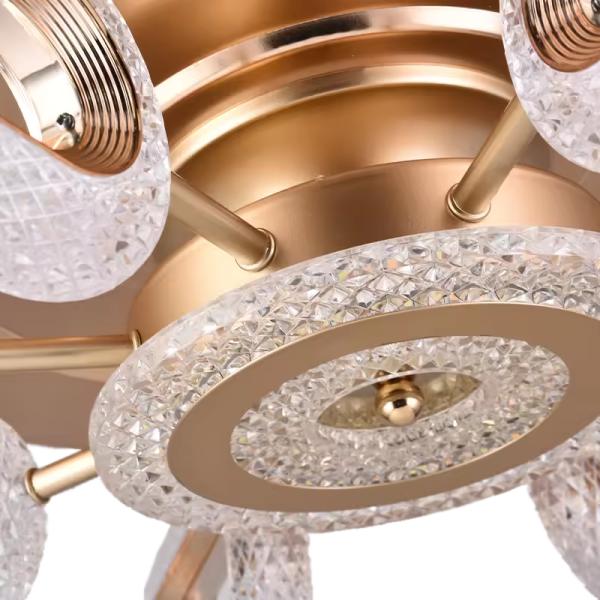 SENKAI Crystal Ceiling Fan Light Rose Gold 42 Inches LED Bulb
