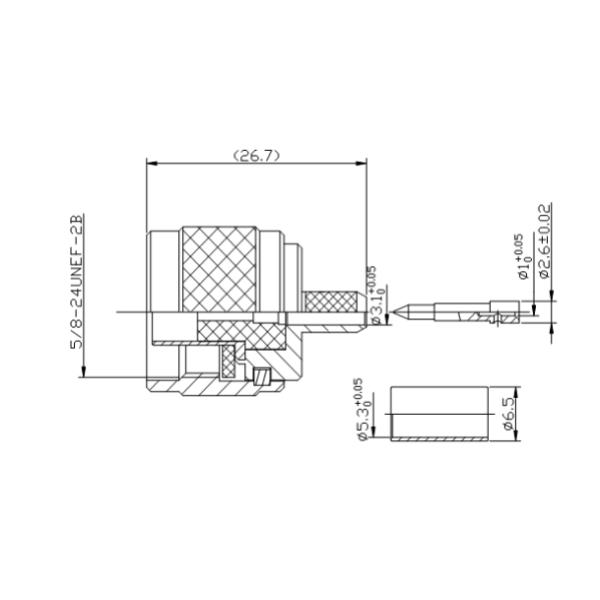 Brass RF Coaxial Connectors For RG58 Cable , Straight Crimp Connector N Male Plug
