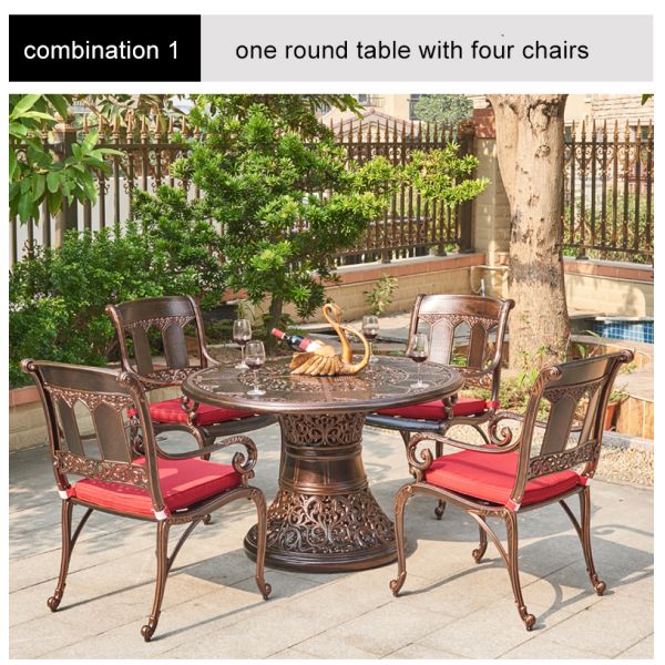 Outdoor Cast Aluminum Table and Chair Furniture Courtyard Balcony Garden Sets Customized
