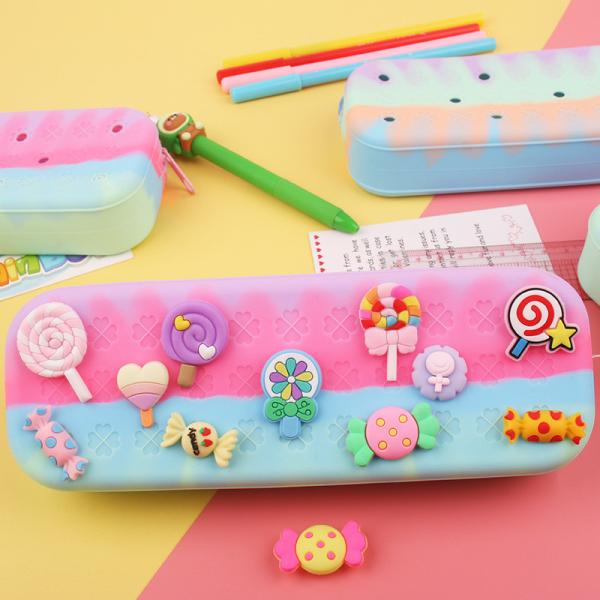 DIY Silicone Pencil Pen Case Big Cute Pencil Pouch For Boys Girls Christmas Gifts School Supplies Kids Gift Pen Holder