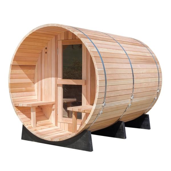2021 New Canadian Pine/Hemlock/Cedar Outdoor Barrel Steam Sauna Traditional Traditional Sauna With Heater Accessories 4-6 Person