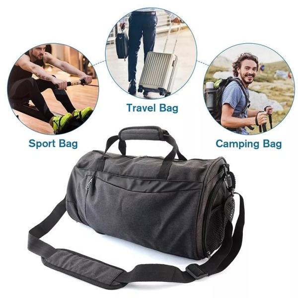 Polyester Anti Theft Travel Bag Gym Bag With Wet Pocket Shoe Compartment