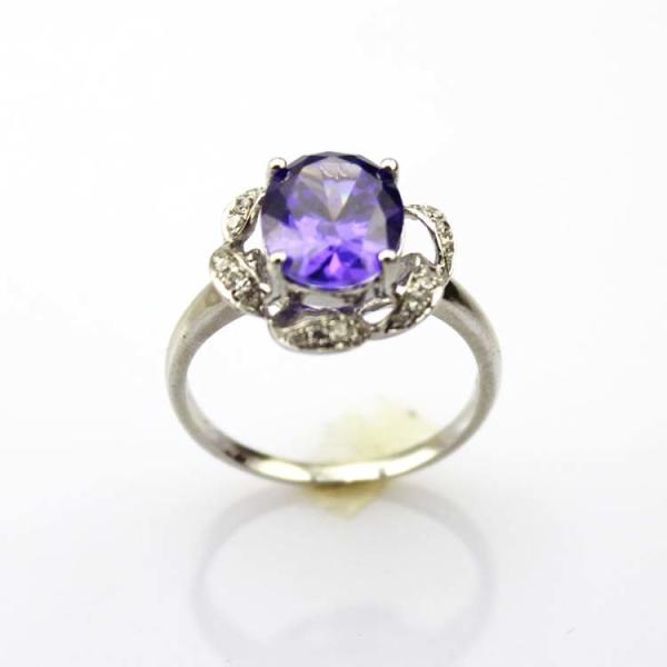 Women Jewelry Pink Cubic Zirconia 925 Silver Ring (R232)