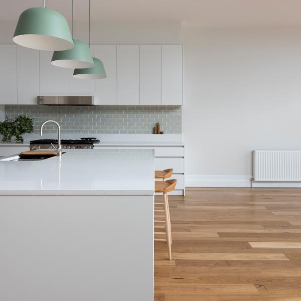 Home Matte White Melamine Kitchen Cabinet With Island