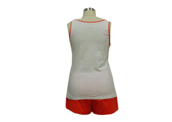 100% Cotton Ladies Loungewear Sets Cartoon Printing Sleeveless Top + Allover Print Shorts