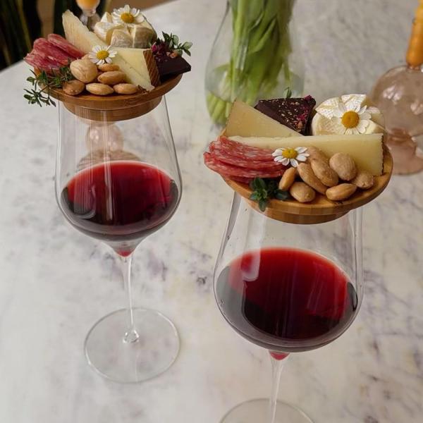 Make Your Party Stand Out Bamboo Wooden Wine Glass Topper for Wine Cup Bowl Coasters