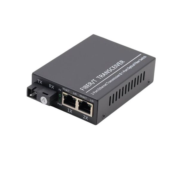 Gigabit Fiber Media Converter 1 Fiber SC To 2 Ethernet Ports High Speed Network Adapter