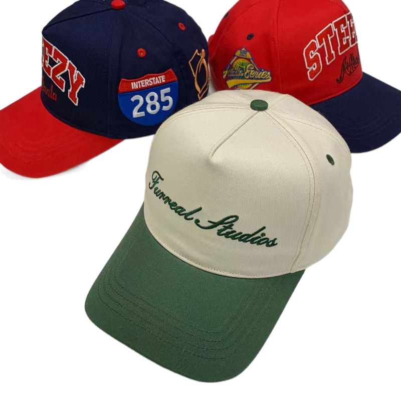 Baseball Caps Custom Embroidered Logo A Frame 5 Panel Cotton Twill Hat