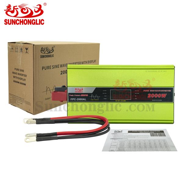 Hogar 2000W Pure Sine Wave Inverter 12V DC a 220V AC con 200a cargador