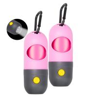PE de support de distributeur de sac de dunette de chiot de lampe-torche de LED avec 15 sacs de déchets de preuve de fuite