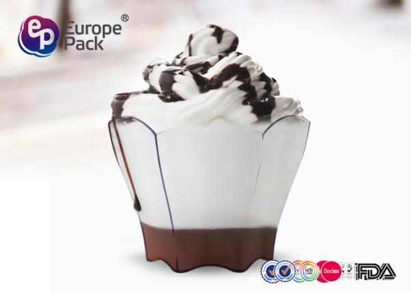 Clear Plastic Dessert Cups 2.5Oz  Flower Shape Dessert Cups 70Ml For Party And Wedding
