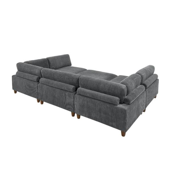 free combination Dark Gray Corduroy living room Sofa 6 - Piece sofa sets Upholstered Sectional sofa bed