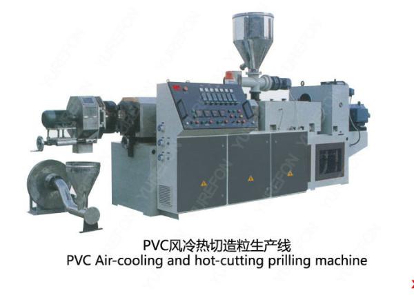 Conical Twin Screw PVC Plastic Scrap / Flakes Pelletizing Recycling Machine Hot Cutting