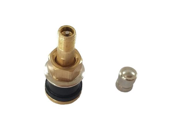 Brass Truck Valve Stem TR501 , Tubeless Tire Stem With EPDM Grommet And Metal Cap