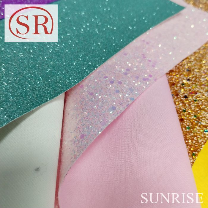 Eco-Friendly Thickness 0.8mm Mirror Laser Illusion Fur Base Leather for Notebooks and Gift Boxes and Wine Box PU Leather