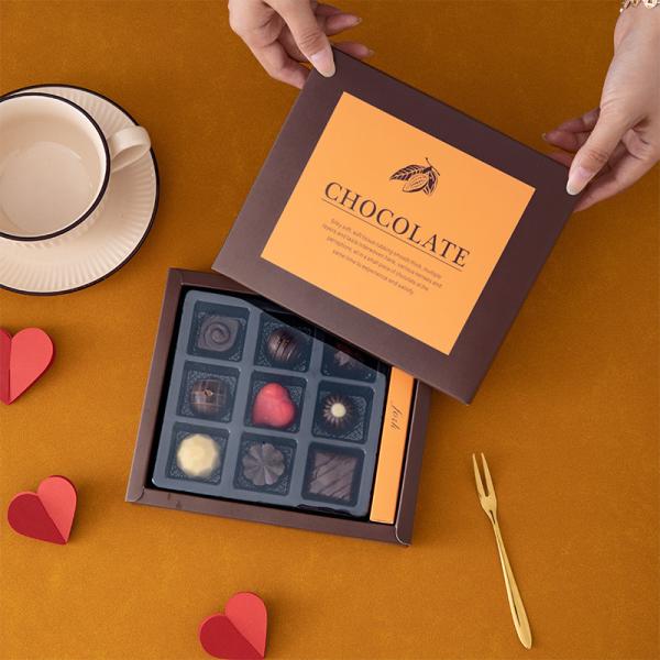 9 Grid Chocolate Truffle Box with Lid Custom Logo