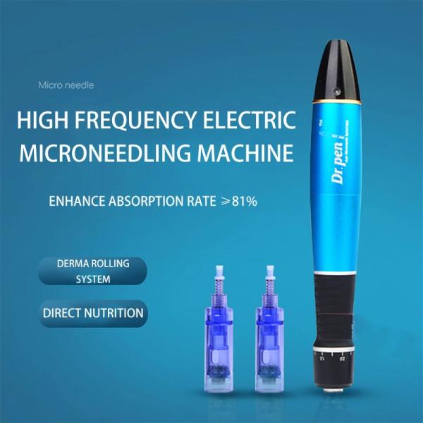 Набор татуировки макияжа ручки A1 переченя оптового беспроводного металла голубой кожаный постоянный