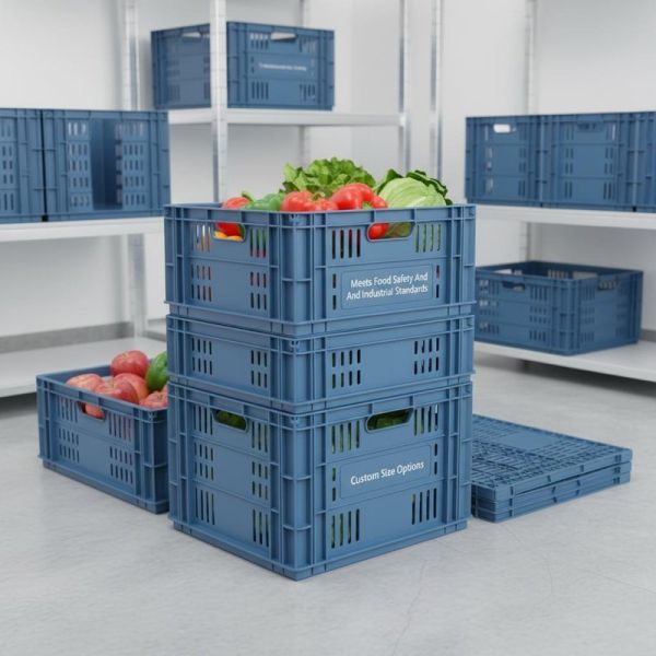 Meets Food Safety And Industrial Standards Custom Plastic Crates Foldable With Size Customization Options Suitable For Food Storage