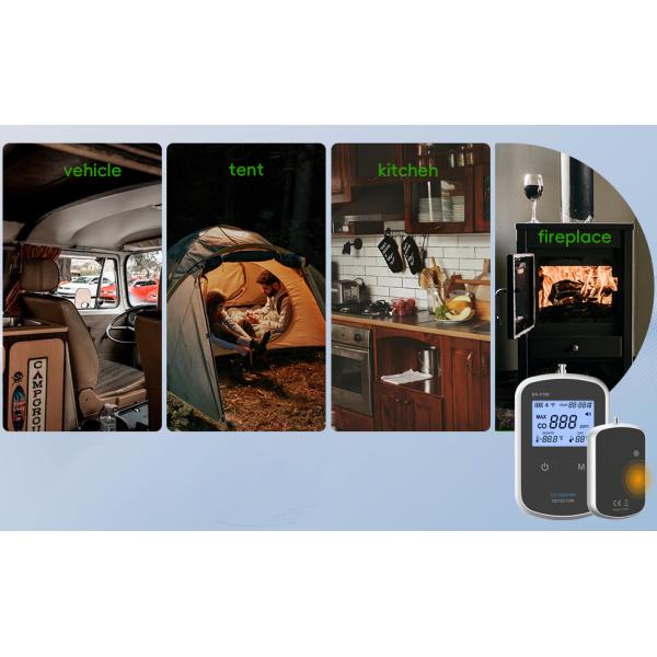 Alarma de detección de dióxido de carbono portátil de viaje ligero para el seguimiento de RH CO