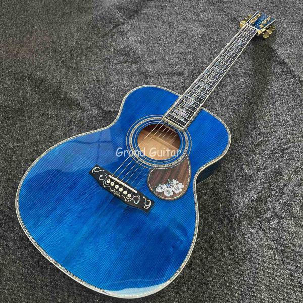 Custom Martin Style OM Body Water Ripple SOLID Flamed Maple Back Side Acoustic Guitar, Accept Guitar OEM