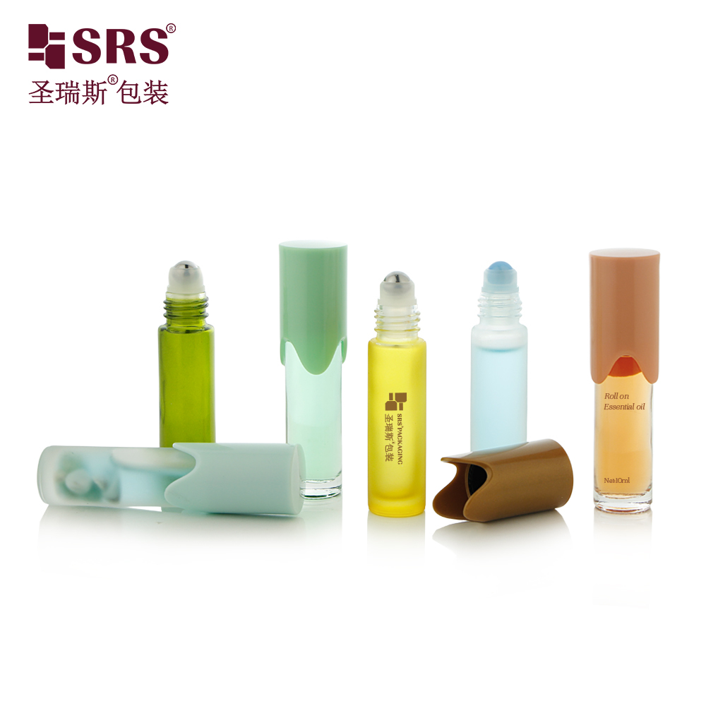 BLPY 10ml Empty Glass Roll On Bottle with Special Shaped Cap for Essential Oil