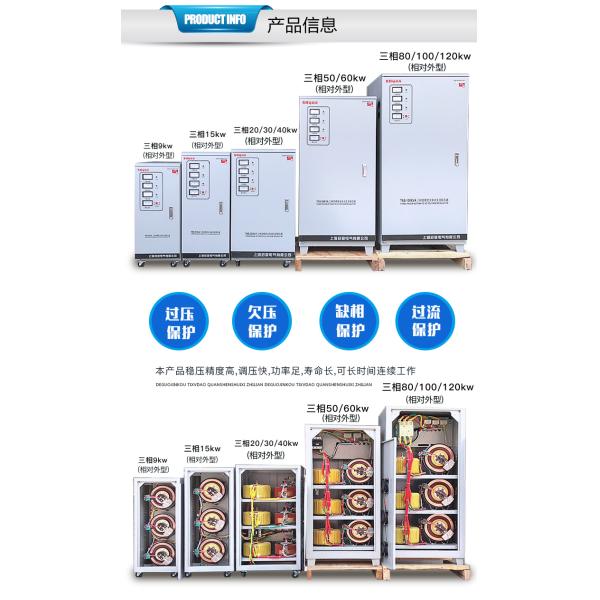 Three Phase 380V 415V 9kw 120kw Automatic Voltage Stabilizer Pure Copper Coil